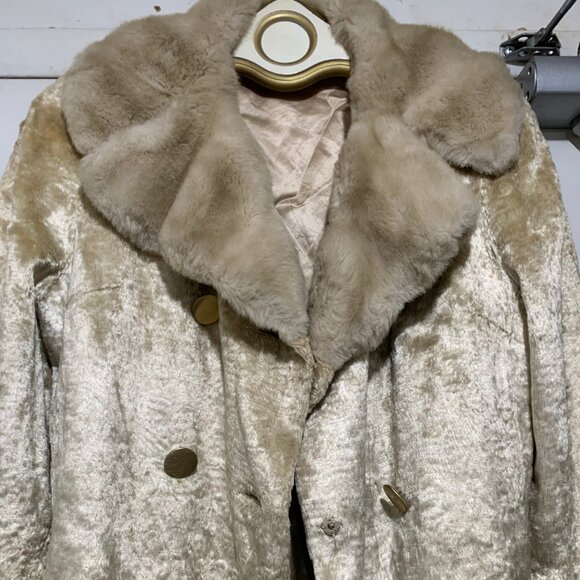 VINTAGE ARISTOCRAT FAUX & REAL FUR DOUBLE BREAST COATS SIZE S - Picture 10 of 13